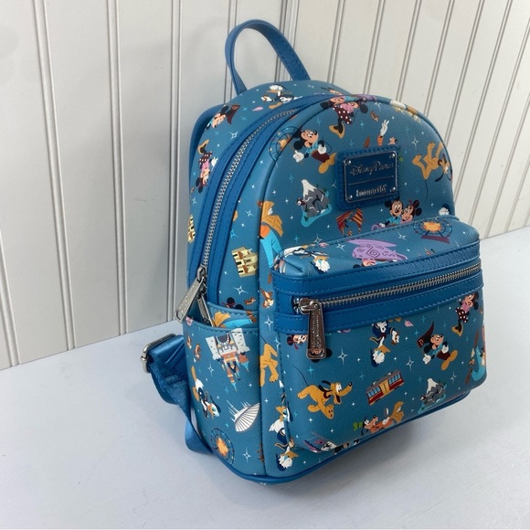 Loungefly Disneyland 2020 Blue Park Life Attraction Icons Mini Backpack - Picture 3 of 8